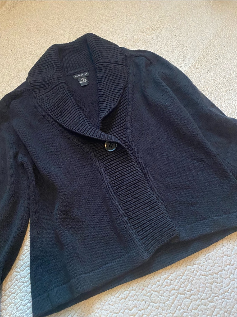 Rafaella Black Shawl-Collar Cardigan